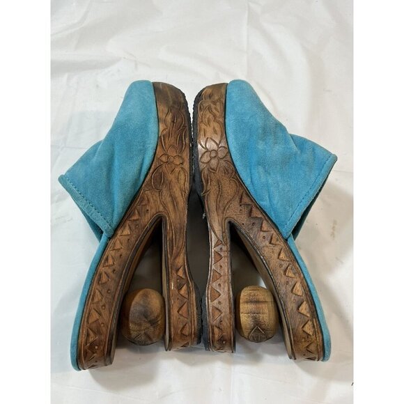 Vintage CHA CHA  Wood Carved Wedge clog Womens Size 6.5 - Picture 9 of 11